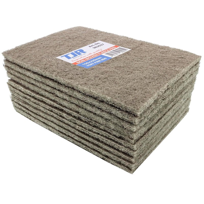 TJR ® Scuff Pads 10-Pack – Non-Woven Fleece Buffing Pads for Automotive, Autobody – Multipurpose 6 x 9 Inch Scouring Pad – Tear Resistant Wet and Dry Use Sanding Pads (Very Fine P800) - Image 1